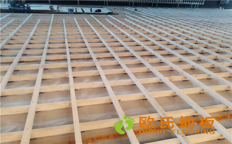 河北廊坊益田同文學校舞臺木地板-歐氏運動木地板