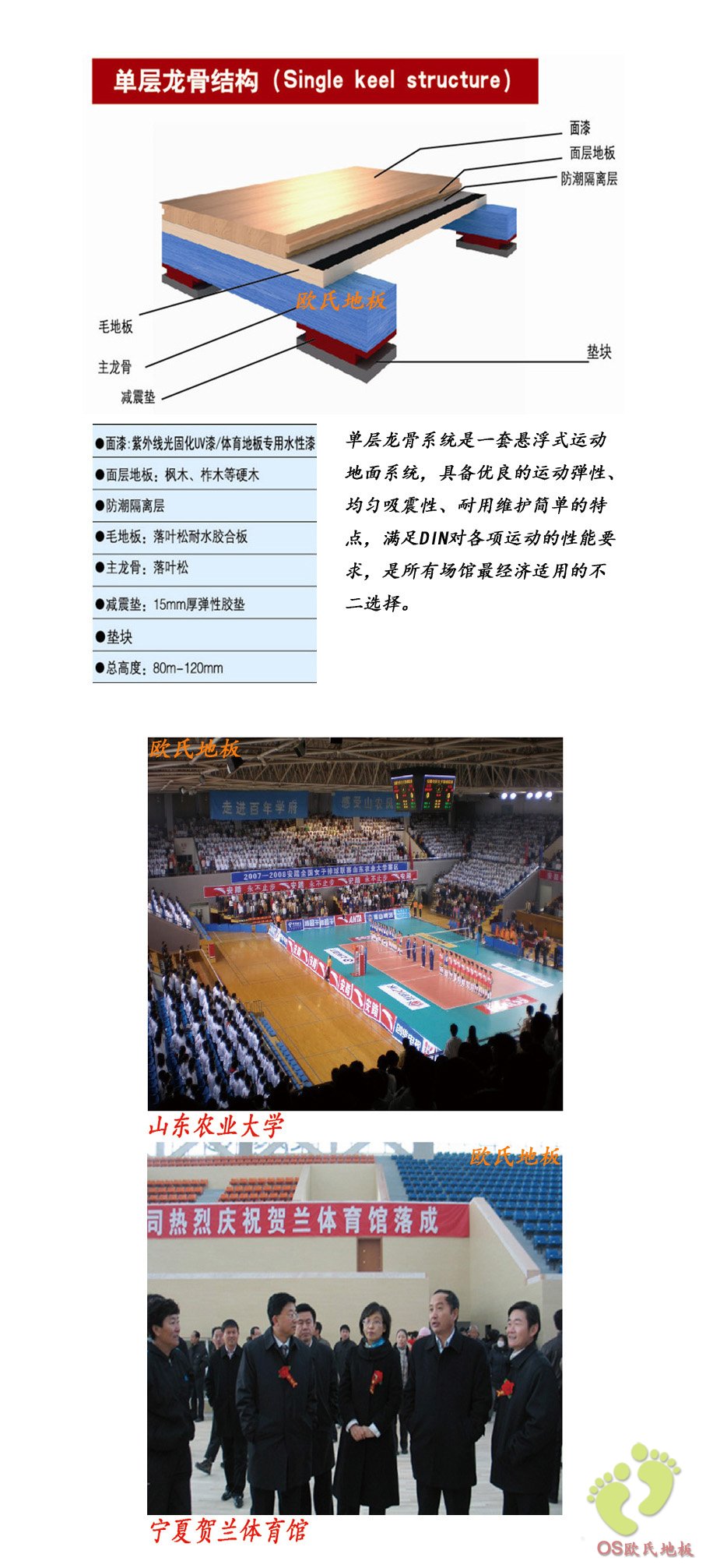 運動木地板單層龍骨結構